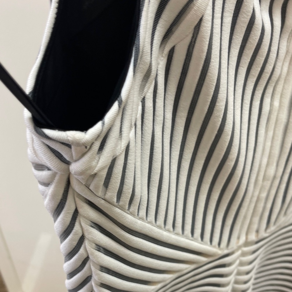 bebe Black White Striped Bodycon Midi Dress | Illusion Panel | Small - Picture 7 of 15